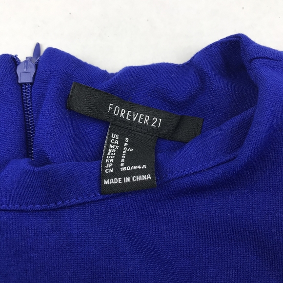 Forever 21 Short Sleeve Blue Fitted Dress - Picture 2 of 6